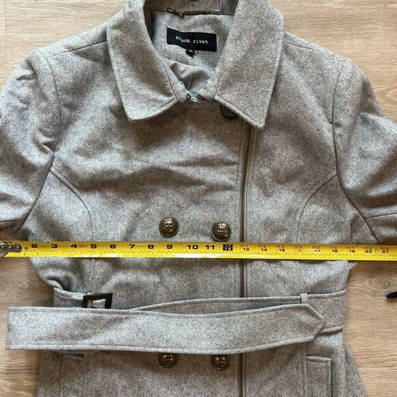 Black Rivet Wool Blend Grey Pea Coat Women's-Size XL - Picture 8 of 9